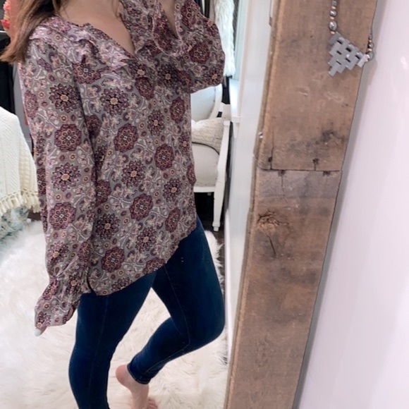 LOFT boho paisley floral top size large - Picture 3 of 6